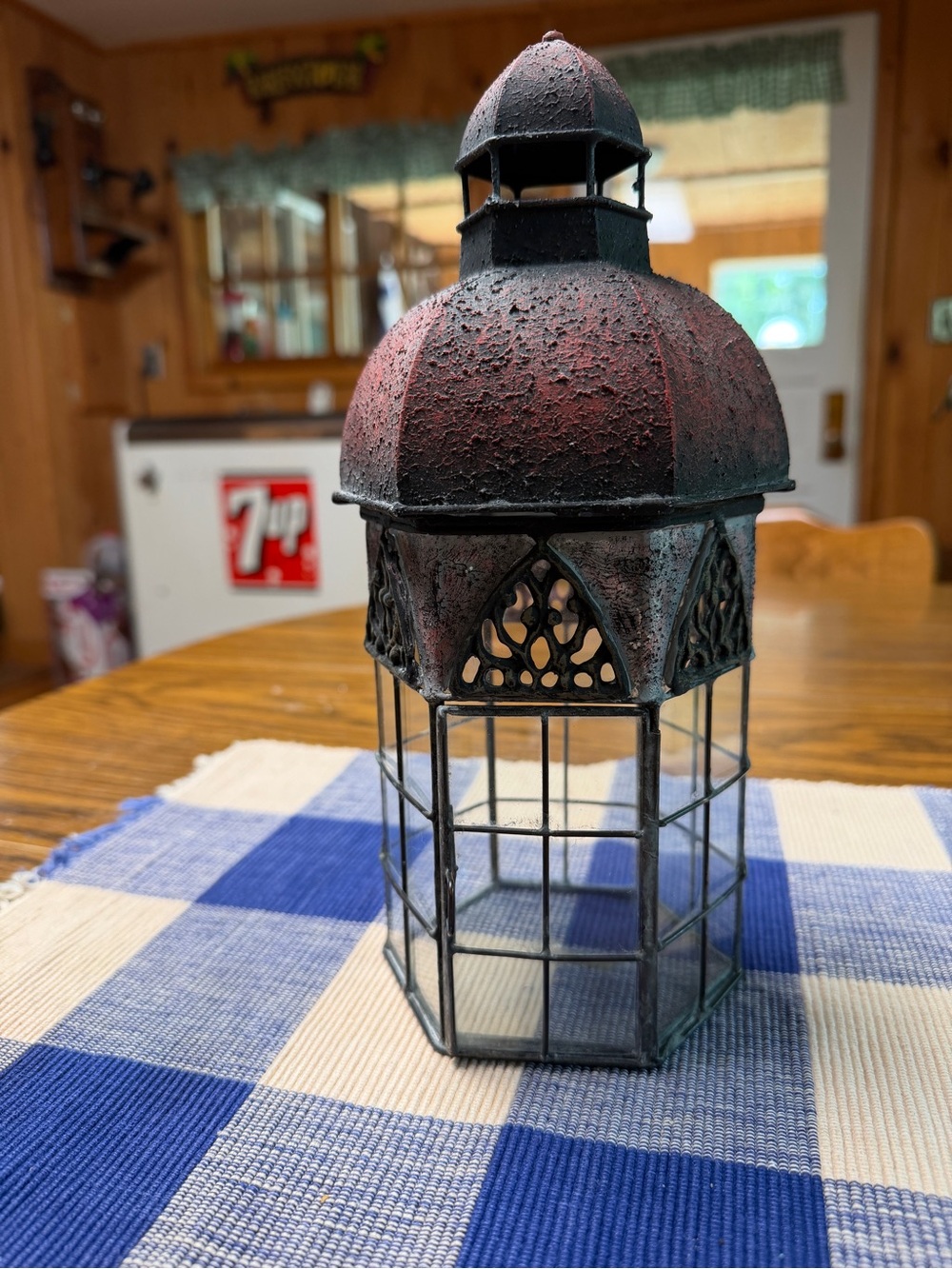 Rustic Red Metal Lantern/Terrarium- Home Accents - Picture 4 of 4